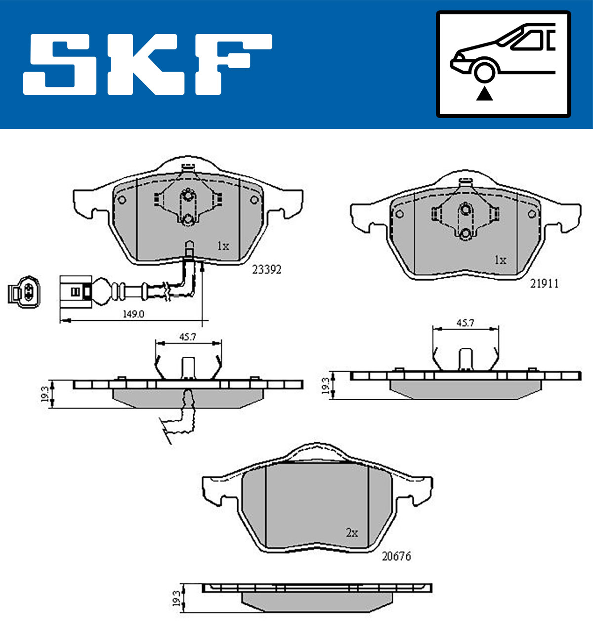 Set placute frana,frana disc VKBP 80270 E SKF